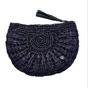 Florabella Purple Black Raffia Clutch
